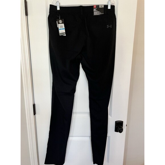 NWT Men’s Under Armour Straight Leg Black Pants Unhemmed Size 36 - Picture 2 of 7